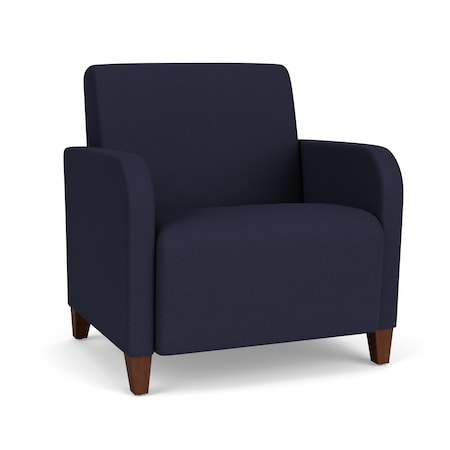 Lesro Siena Lounge Reception Wide Guest Chair, Walnut, OH Navy Upholstery SN1201